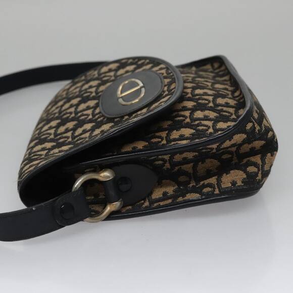 DIOR Trotter Canvas Hand Bag Navy Beige Gold - Picture 5 of 12